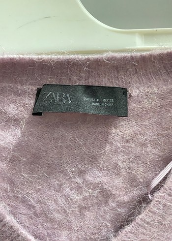 Mor V Yaka Örgü Kadın Kazak - Görsel 5