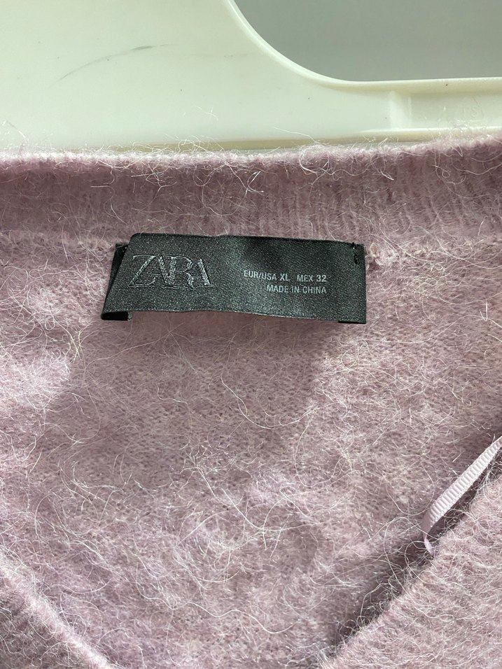 Mor V Yaka Örgü Kadın Kazak - Görsel 5