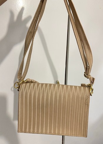 Bej Yılan Desenli Zincir Detaylı Deri Çanta - Görsel 5