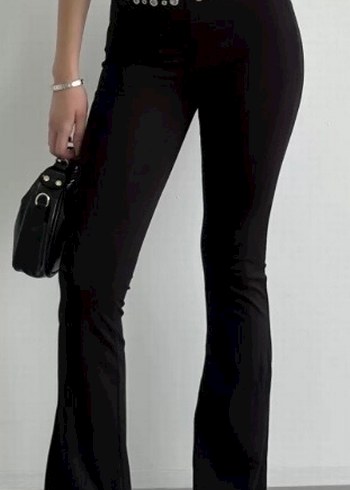 Kadın Siyah Kemerli Midi Kumaş Pantolon - Görsel 10