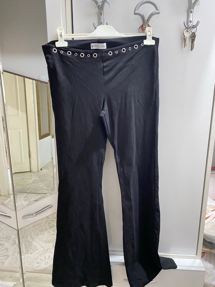 Kadın Siyah Kemerli Midi Kumaş Pantolon - Görsel 5