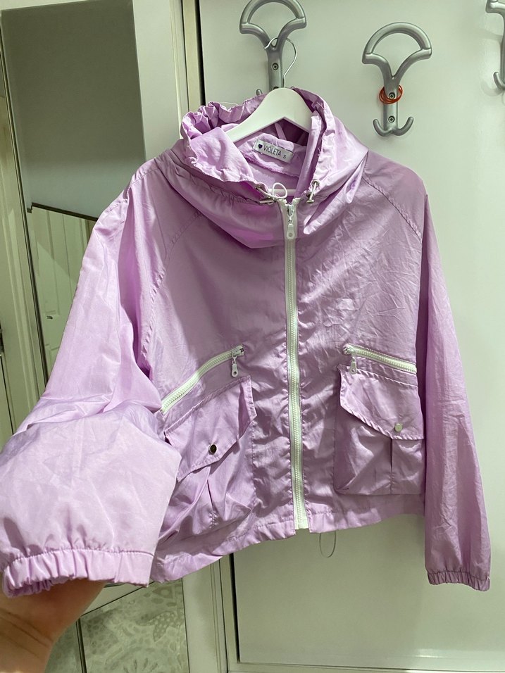 Parlak Mor Fermuarlı Kadın Ceket - Görsel 2