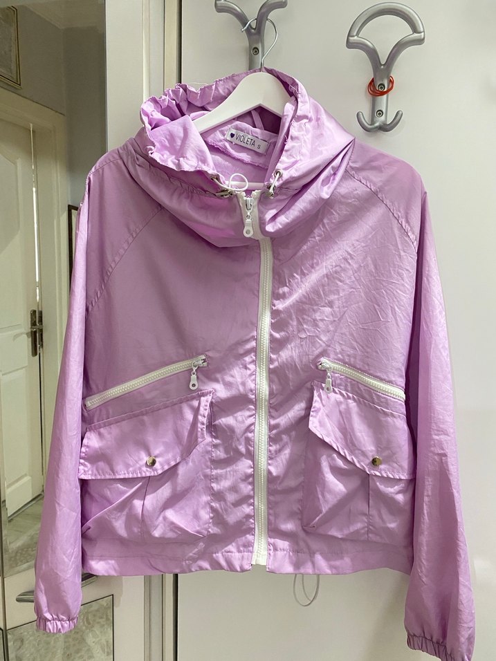 Parlak Mor Fermuarlı Kadın Ceket - Görsel 4