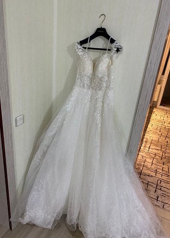 V Yaka Bohem A Kesim Beyaz Gelinlik - Görsel 11