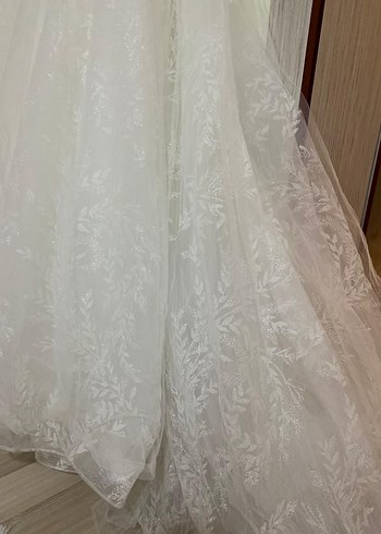 V Yaka Bohem A Kesim Beyaz Gelinlik - Görsel 4