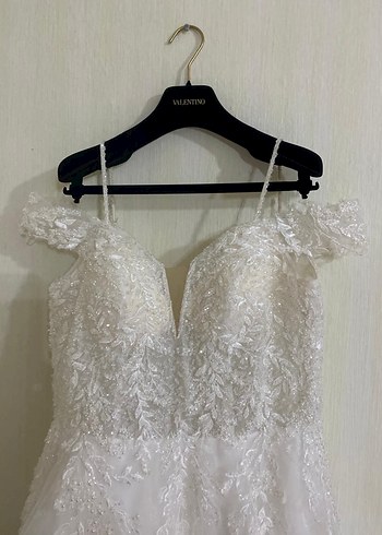 V Yaka Bohem A Kesim Beyaz Gelinlik - Görsel 6