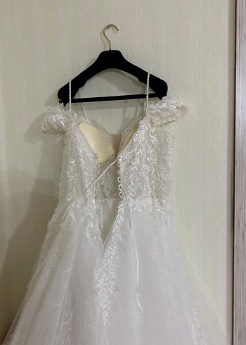 V Yaka Bohem A Kesim Beyaz Gelinlik - Görsel 3