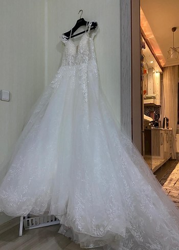 V Yaka Bohem A Kesim Beyaz Gelinlik - Görsel 12