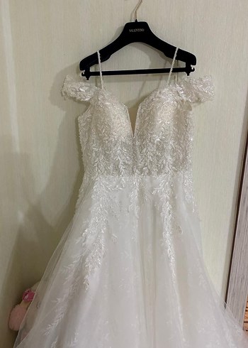 V Yaka Bohem A Kesim Beyaz Gelinlik - Görsel 7