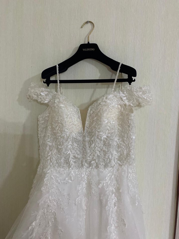 V Yaka Bohem A Kesim Beyaz Gelinlik - Görsel 2