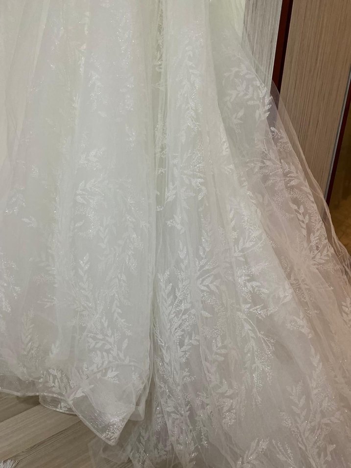 V Yaka Bohem A Kesim Beyaz Gelinlik - Görsel 4