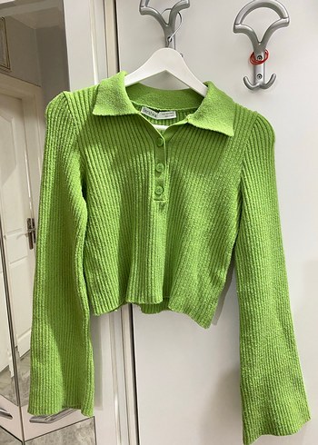 Yeşil Triko Uzun Kollu Kadın Kazak - Görsel 2