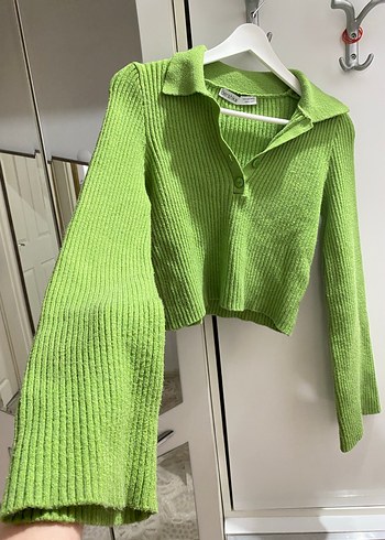 Yeşil Triko Uzun Kollu Kadın Kazak - Görsel 3