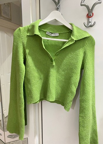 Yeşil Triko Uzun Kollu Kadın Kazak - Görsel 4