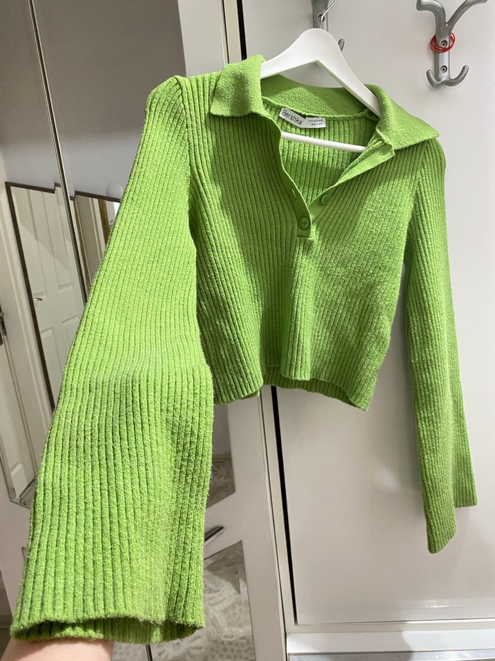Yeşil Triko Uzun Kollu Kadın Kazak - Görsel 3