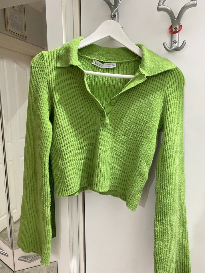 Yeşil Triko Uzun Kollu Kadın Kazak - Görsel 4