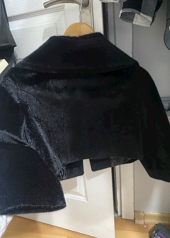 Kürklü Siyah Midi Kadın Ceket - Görsel 3