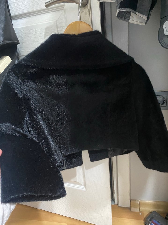 Kürklü Siyah Midi Kadın Ceket - Görsel 3