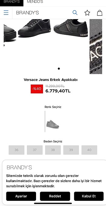 38 Beden Versace kadın ayakkabı