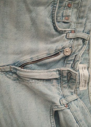 32 Beden Düğmeli Mavi Denim Mini Şort