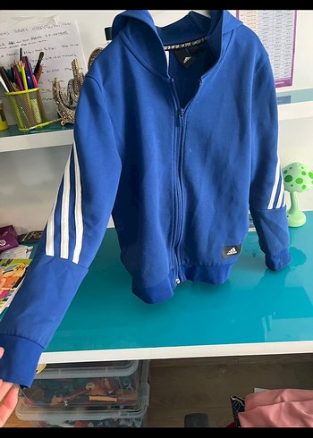 9 Yaş Beden Erkek Çocuk Mavi Fermuarlı Sweatshirt