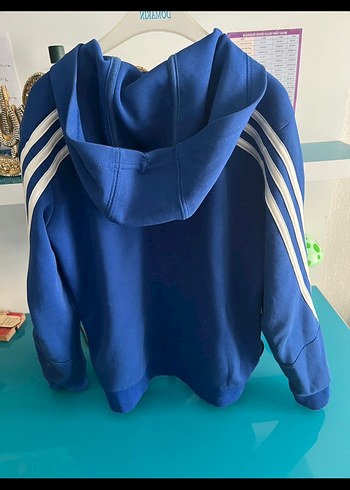 Adidas Erkek Çocuk Mavi Fermuarlı Sweatshirt