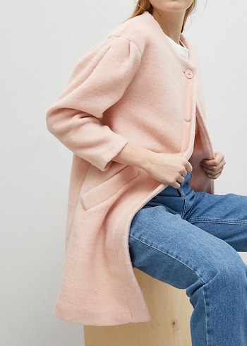 Pembe Kısa Peluş Kadın Kaban