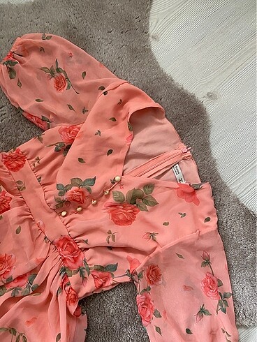 s Beden çeşitli Renk Pembe çiçekli elbise