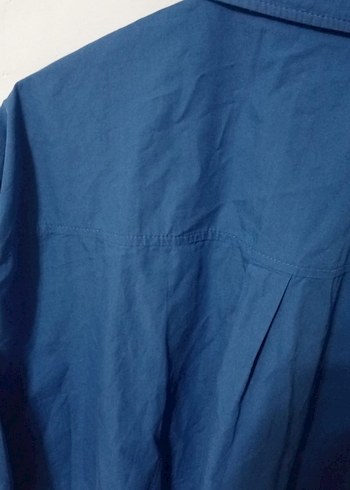 m Beden Nakışlı Mavi Uzun Kollu Denim Gömlek