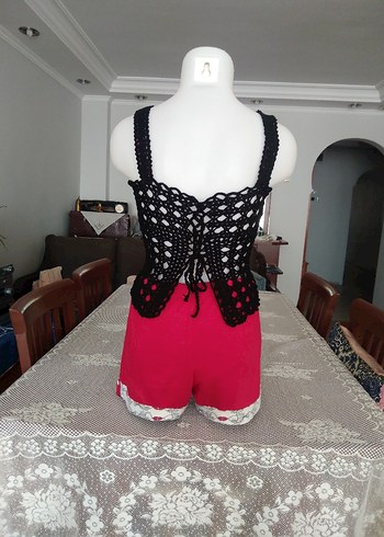 Siyah Dantelli Örgü Bustiyer - Görsel 4