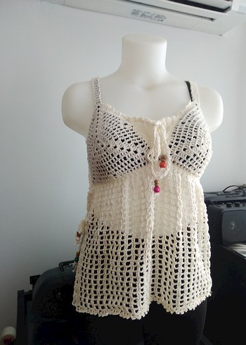 Dantel Detaylı Bohem Hamile Mini Tunik - Görsel 7