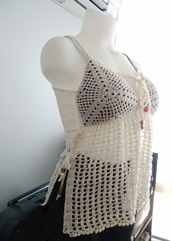 Dantel Detaylı Bohem Hamile Mini Tunik - Görsel 5