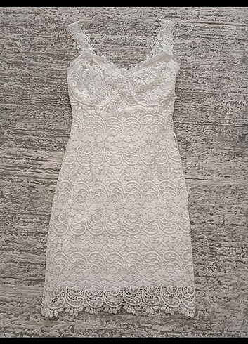 Beyaz dantelli nikah veya after elbisesi