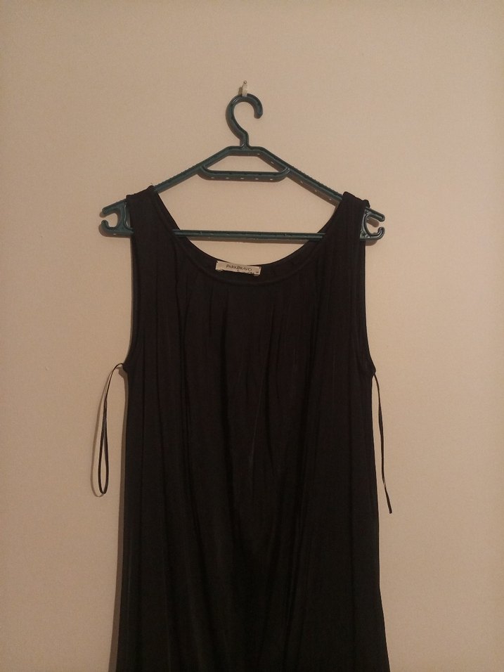 Kadın Siyah Uzun Drapeli elbise - Görsel 2