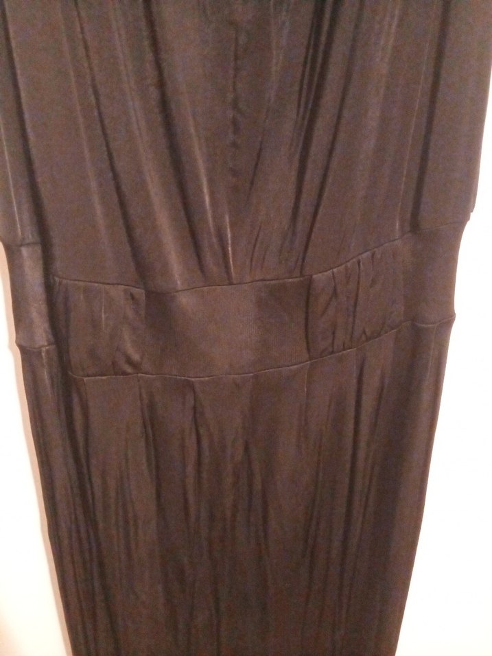 Kadın Siyah Uzun Drapeli elbise - Görsel 4