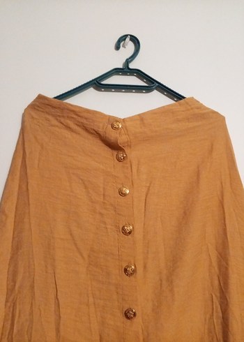 Bej Düğmeli Bohem Keten Bluz - Görsel 5