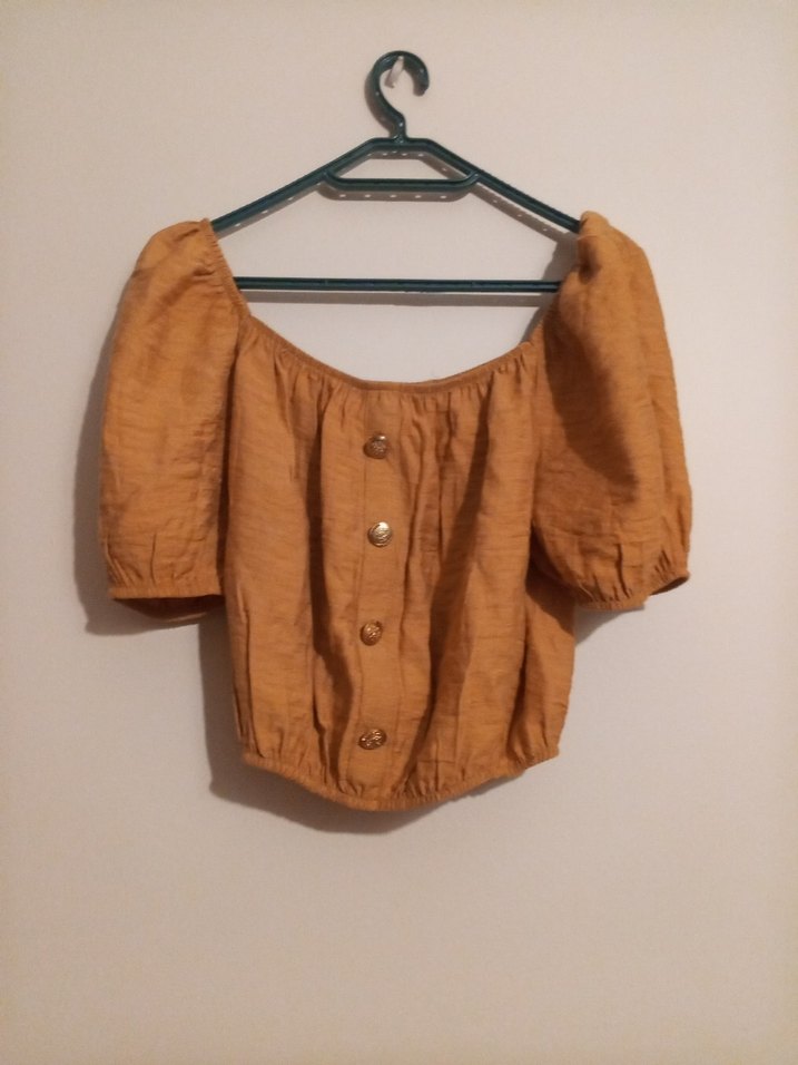 Bej Düğmeli Bohem Keten Bluz - Görsel 3