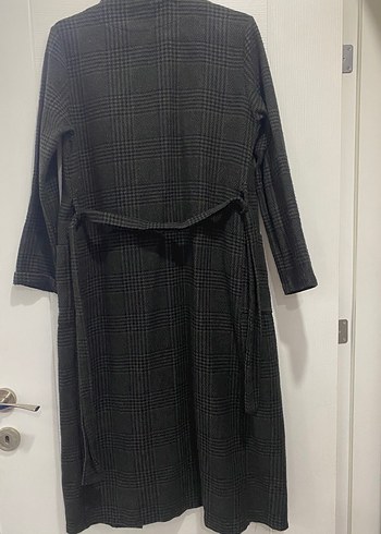 Haki Ekose Uzun Kaşe Kaban Şık & Klasik - Görsel 2