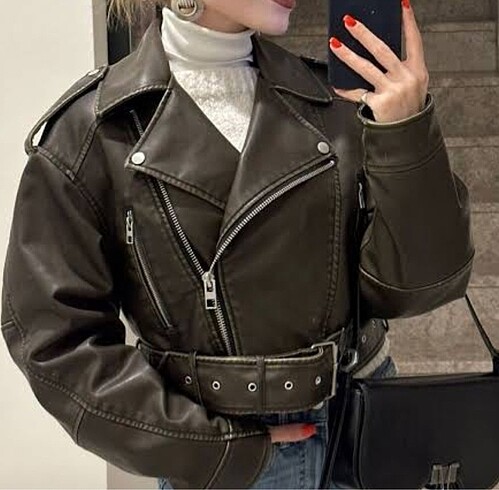 Zara Yeşil Deri Ceket