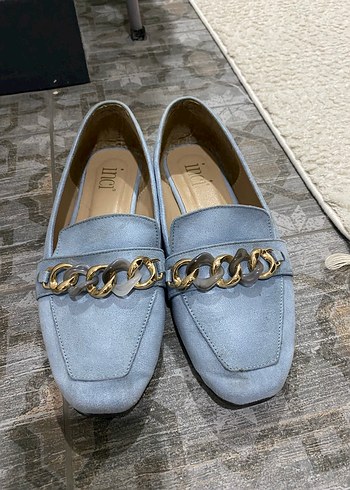 Mavi Süet Zincir Detaylı Kadın Babet - Görsel 3