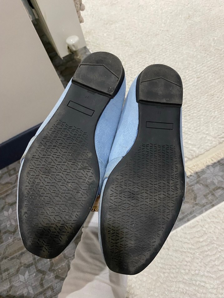 Mavi Süet Zincir Detaylı Kadın Babet - Görsel 2