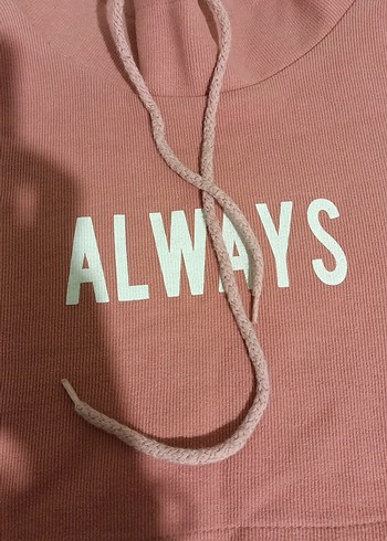m Beden pembe Renk Pembe Midi Kadın Sweatshirt Yüksek Yaka