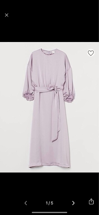 H&M saten lila elbise
