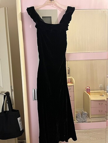 mango vintage kadife gece elbisesi