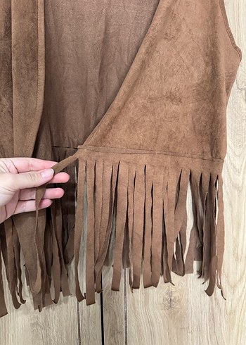 Püsküllü Süet Bohem Kadın Yelek - Görsel 2