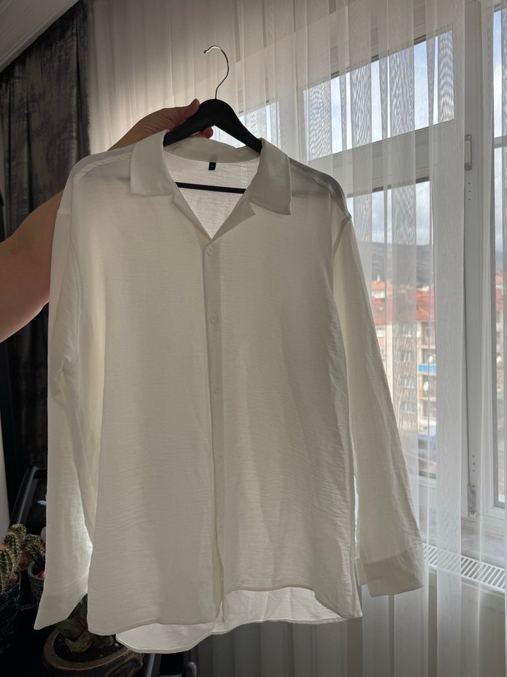Erkek Beyaz Oversize Gömlek - Görsel 2