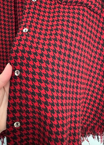 Kırmızı Uzun Kollu Düğmeli Kadın Oduncu Gömlek - Görsel 2