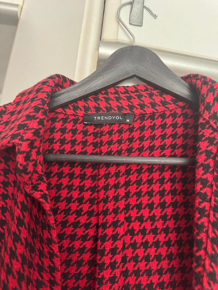 Kırmızı Uzun Kollu Düğmeli Kadın Oduncu Gömlek - Görsel 3