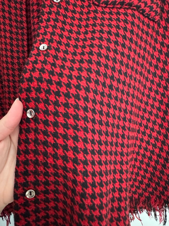 Kırmızı Uzun Kollu Düğmeli Kadın Oduncu Gömlek - Görsel 2