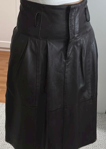 Kahverengi Deri Midi Kemerli Massimo Dutti Etek - Görsel 5